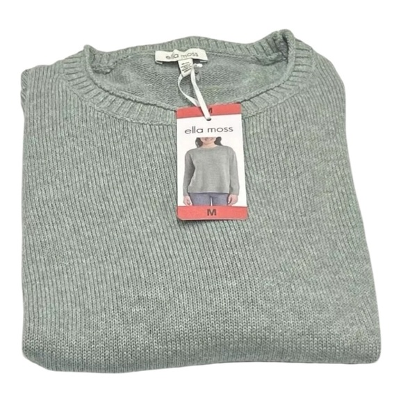 Ella Moss Green Crewneck Sweater Ribbed Knit Women Size: M - Picture 1 of 14